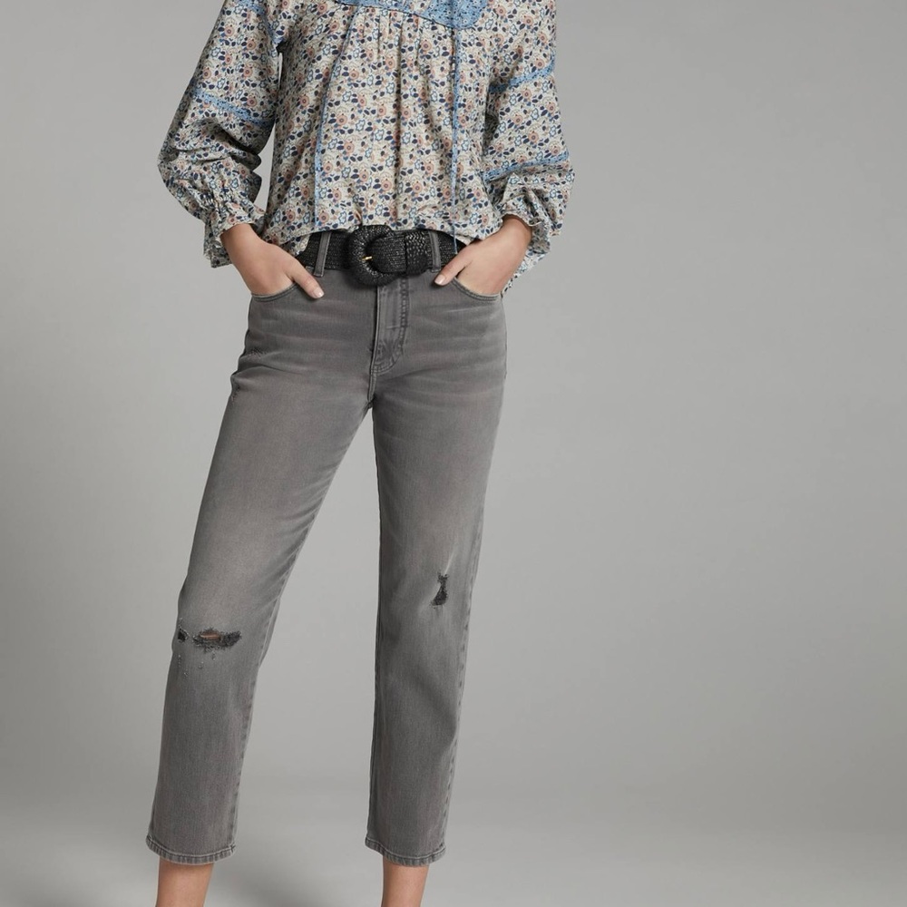 Anthropologie Pilcro The Borrowed Distressed Boyfriend Jeans - Sz 27, Dark Grey